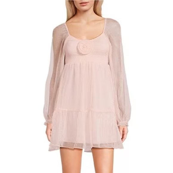 Noel Magenta Shimmer Deep-V Tiered Dress main image 0
